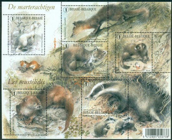 Bpost - 6 postzegels BE1 - De marterachtigen