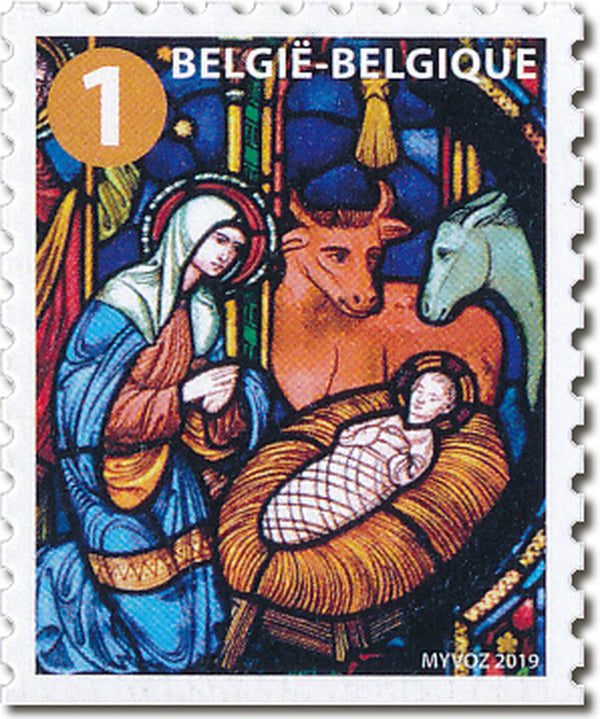 Bpost - Kerst BE - 10 postzegels tarief 1 - Verzending België - Moderne kerststal - kerstzegels