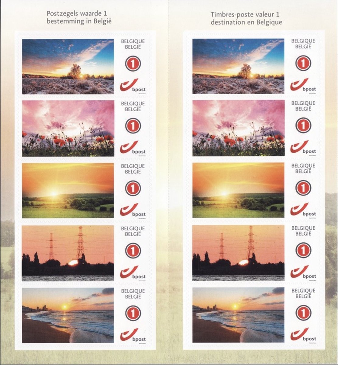 Bpost- 10 postzegels tarief BE1 - Belgische zonsondergangen