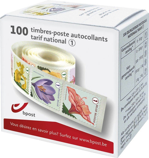 BPost - 100 zelfklevende postzegels - Tarief 1 België - bloemen
