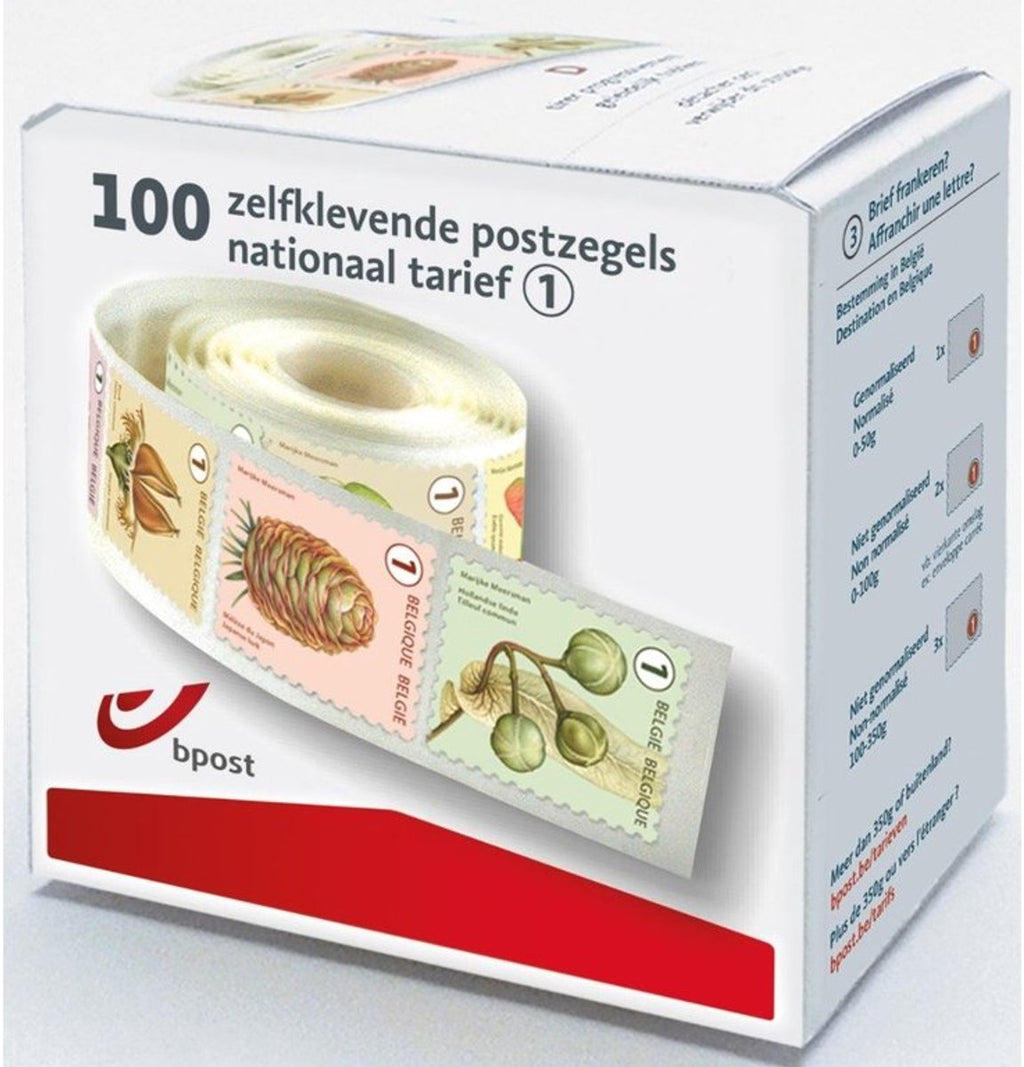 BPost - Postzegels België - 100 zelfklevende zegels Tarief 1 in doosje - Boomvruchten