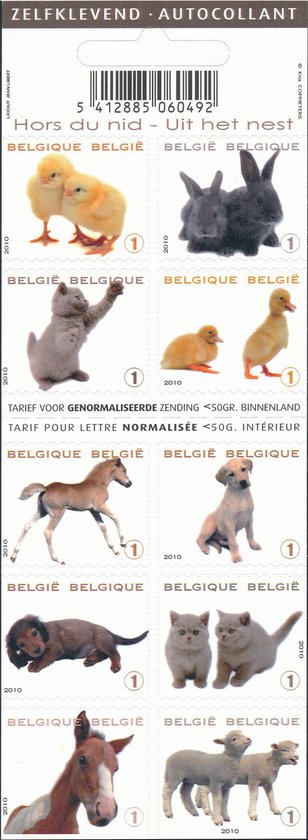 Bpost - Dieren - 10 postzegels tarief 1 - Verzending België - Uit het nest