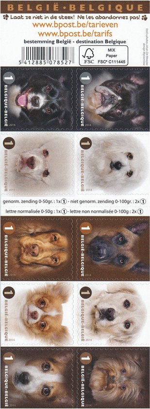 Bpost - Dieren - 10 postzegels tarief 1 - Verzending België - Honden