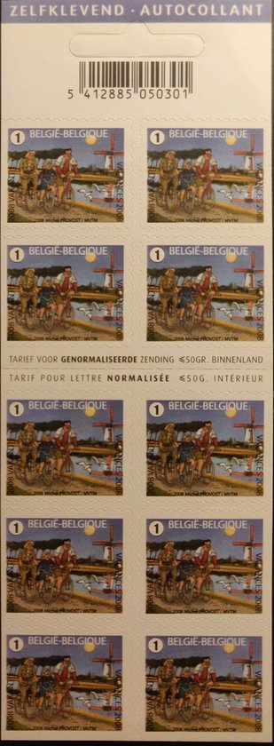 Bpost - Vakantie - 10 postzegels tarief 1 - Verzending België - Fietstocht