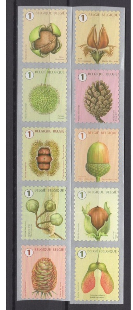 BPost - Postzegels België - 100 zelfklevende zegels Tarief 1 in doosje - Boomvruchten