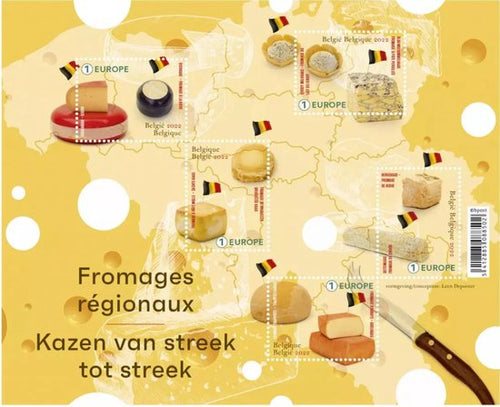 Bpost - 5 postzegels tarief EU1 - Verzending België naar Europa - Kazen van streek tot streek