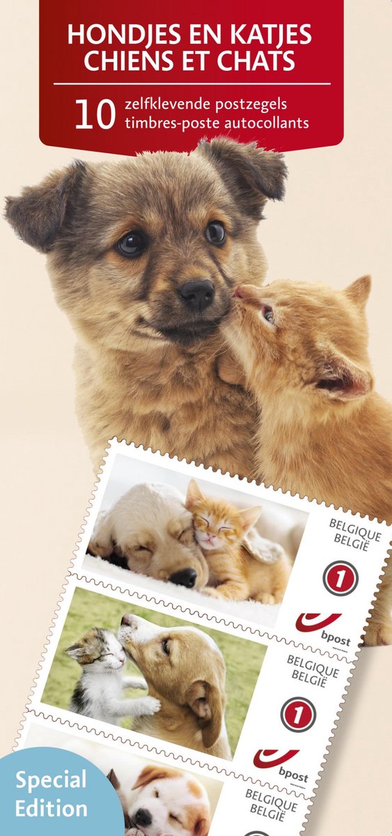Bpost- 10 postzegels tarief BE1 - Hondjes en katjes