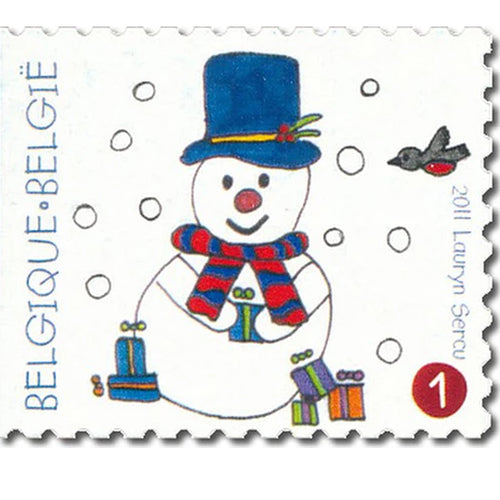BPost - Kerst BE - 10 postzegels tarief 1 - Verzending België - Sneeuwman - kerstzegels