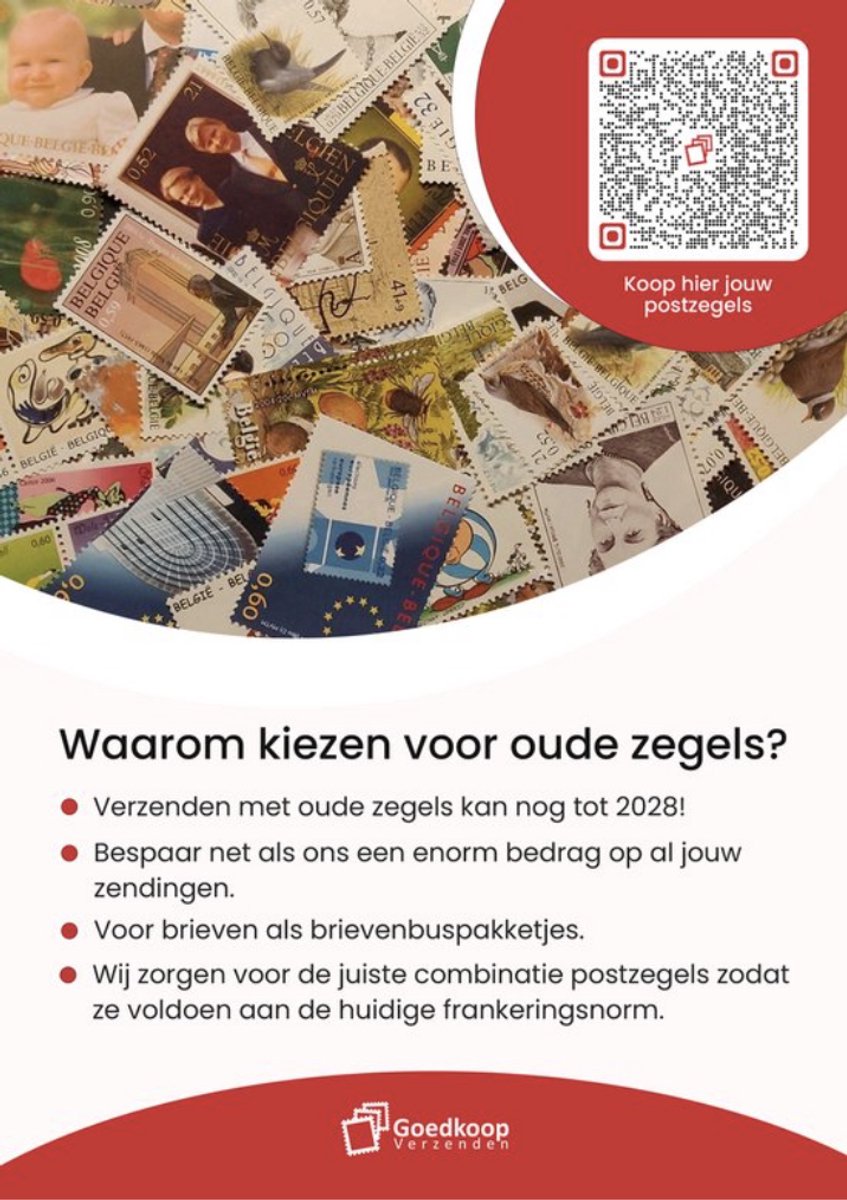 Postzegels België - Voor 50 Enveloppen - 30% Goedkoper Verzenden met Oude Belgische Frank en Euro Postzegels - verzending binnen België