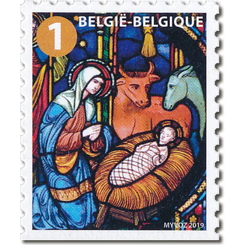 Bpost - Kerst BE - 10 postzegels tarief 1 - Verzending België - Moderne kerststal - kerstzegels