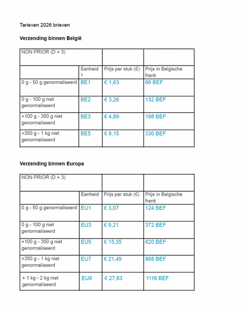 20 voorgekleefde C5 enveloppen – tarief BE1 – venster links